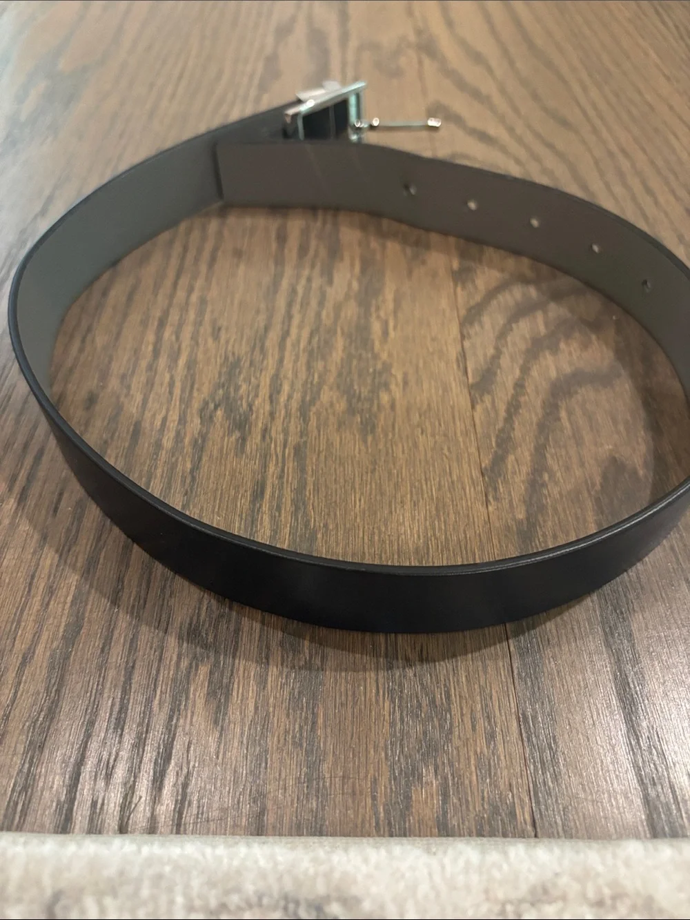 Armani Exchange Black Belt with Silver Buckle